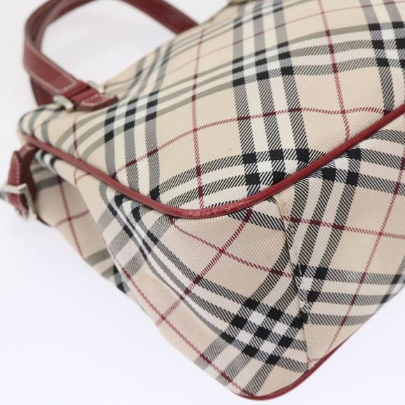 BURBERRY Nova Check Blue Label Hand Bag Canvas Beige Red Auth 46683 - Picture 16 of 16